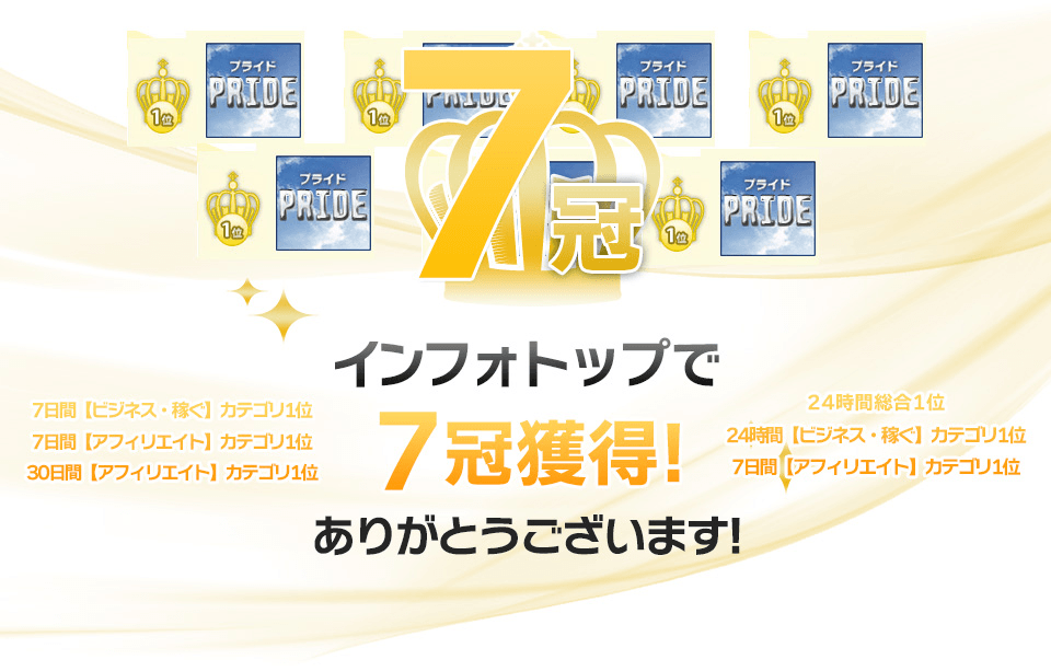 インフォトップで７冠獲得！ありがとうございます。