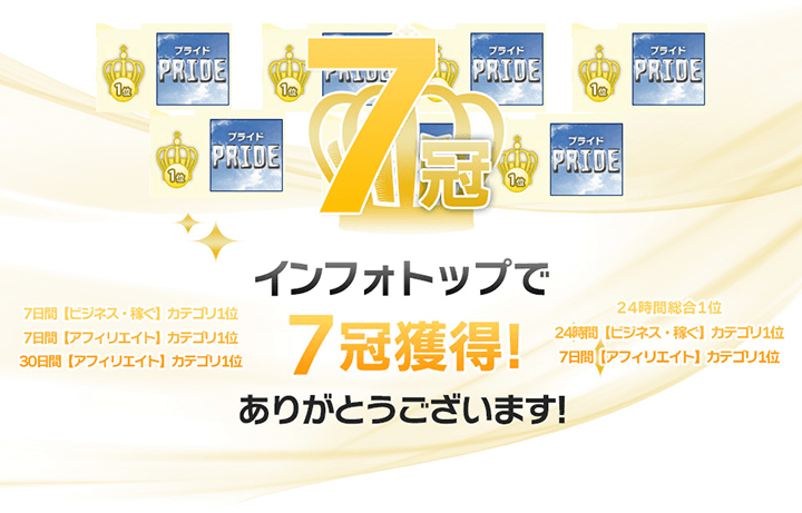 インフォトップで７冠獲得！ありがとうございます。